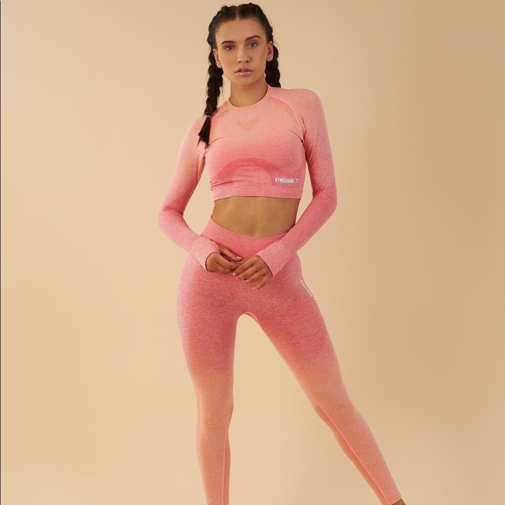 NWT Gymshark Ombré Seamless Crop Top - Peach/Coral